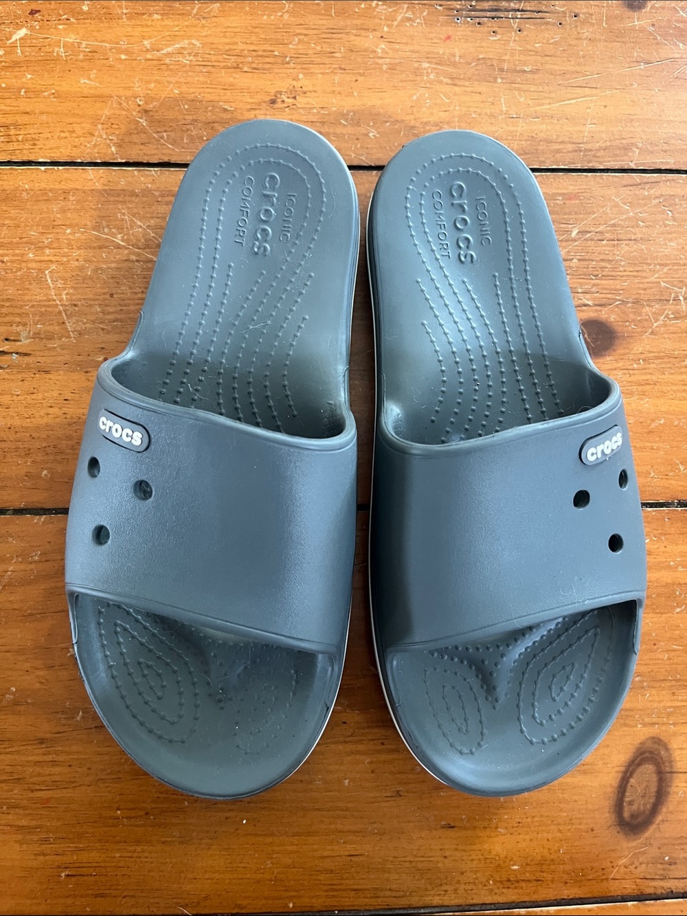 Grey CROCS slides women’s size 8/men’s size 6